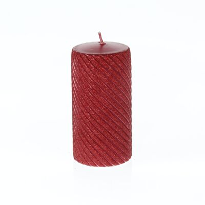Pillar candle Twist, tinsel, 7 x 7 x 14 cm, red, 794285
