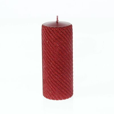 Pillar candle Twist, tinsel, 7 x 7 x 18 cm, red, 794292