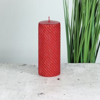 Bougie pilier Twist, guirlande, 7 x 7 x 18 cm, rouge, 794292 2