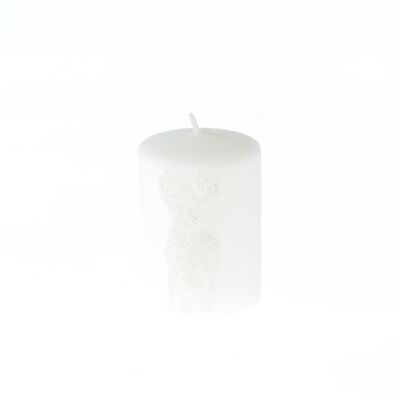 Bougie pilier avec renne, 7 x 7 x 10 cm, blanc, 794513