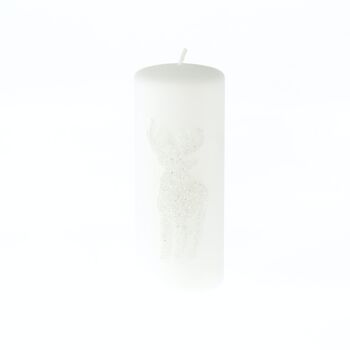Bougie pilier avec renne, 7 x 7 x 18 cm, blanc, 794537 1