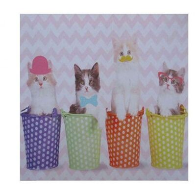 Cuadro sobre lienzo con 4 lindos gatos 40x2x30cm