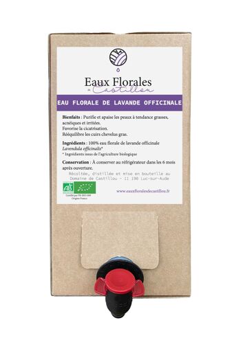 Eau florale de Lavande officinale Bio - Bag-in-Box 3L 1