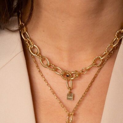 Golden Maylon necklace - twisted effect knit