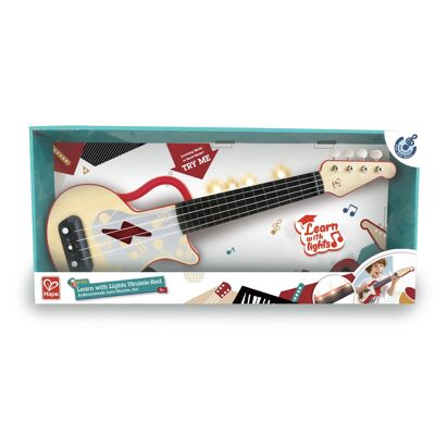 Hape - Wooden Toy - Electric Ukulele with Interactive Learning, Red