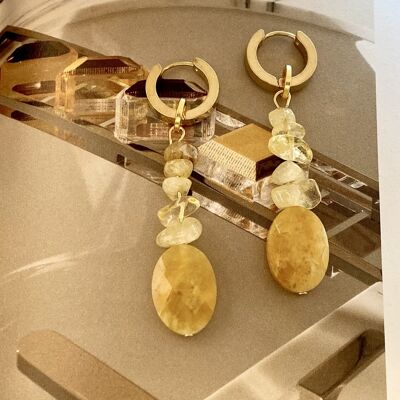 Earrings Yellow Agate and Citrine