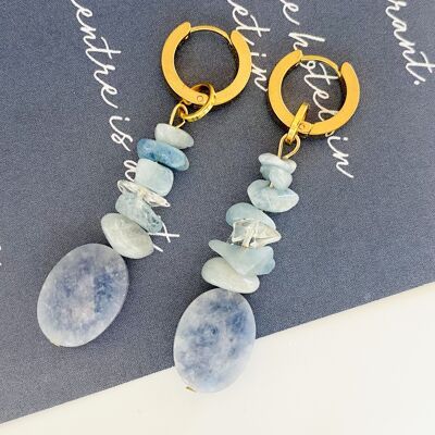 Boucles d'oreilles or /Aigue-marine