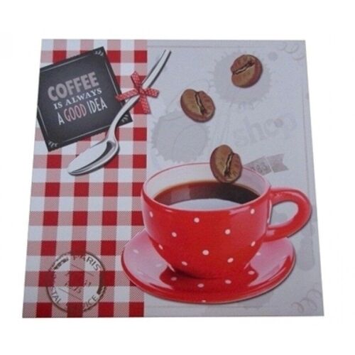 Set of 2 paintings on canvas themed COFFEE with red shades 50x2x50cm