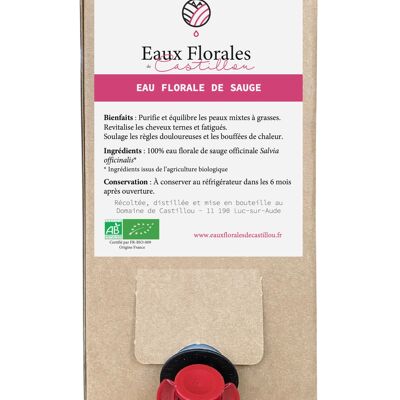 Organic Sage officinalis floral water - Bag-in-Box 3L