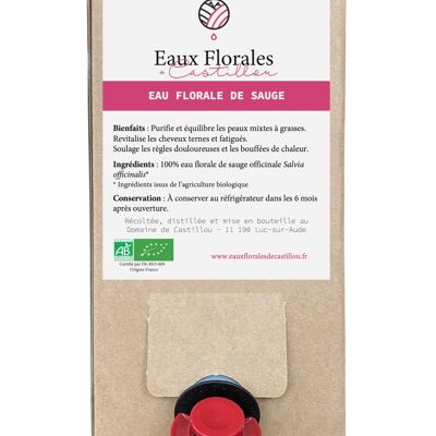 Agua floral de Salvia Officinalis Ecológica - Bag-in-Box 3L