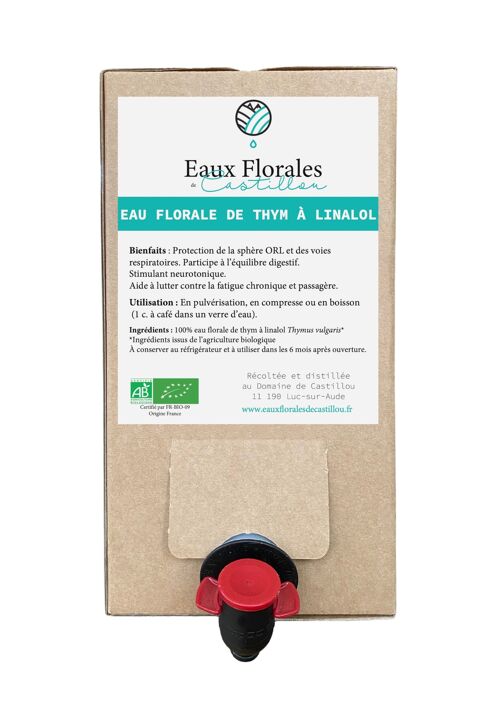 Eau florale de Thym à linalol Bio - Bag-in-Box 3L