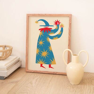 Magical Wizard Character Art Print | Nursery Art | Folky | A5 A4 A3