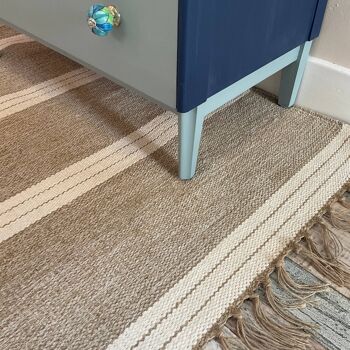 RETELA Tapis de Salon Beige à Rayures Naturelles 2