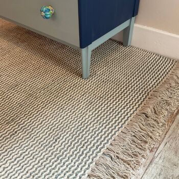 TIMALTI Tapis en jute de coton à rayures naturelles gris 1