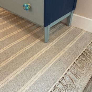 VARCA Tapis Gris Design Rayé Coton et Fil de Jute 4