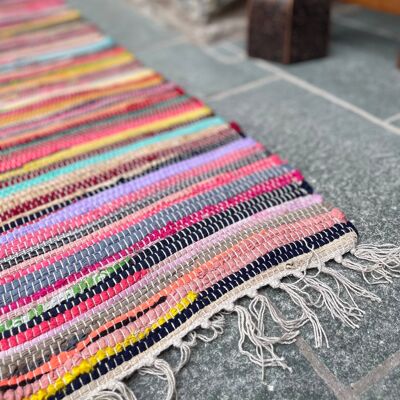 SHANTI Shabby Chic Rag Rug Multicolour Flat Weave Design