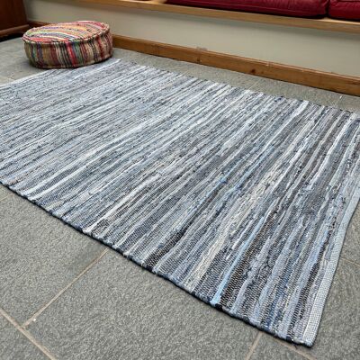 DENIM Blauer Teppich, waschbares Baumwoll-Flachgewebe-Design