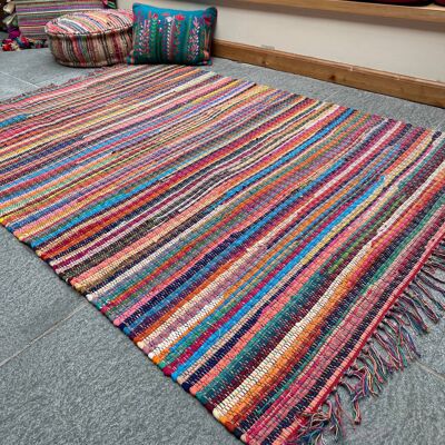 FESTIVAL Boho Rug Flat Weave Multicolour with Tassels