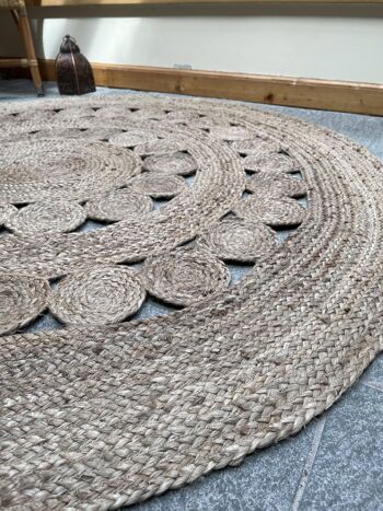 GHERANA Tapis Cercle Jute Tissage Plat Design Rond 2