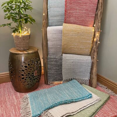HUSH Hand Loomed Soft Cotton Rug in Muted Colours