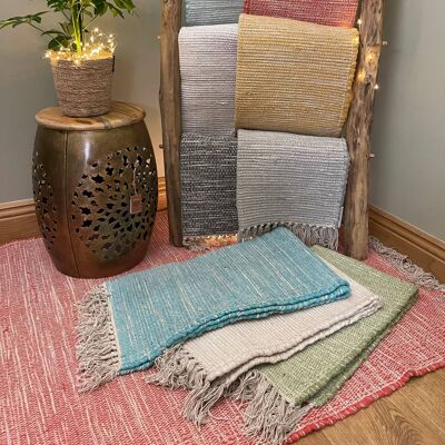 HUSH Hand Loomed Soft Cotton Rug in Muted Colours