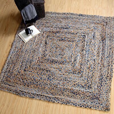 JEANNIE Square Blue Rug Ethical Source with Recycled Denim