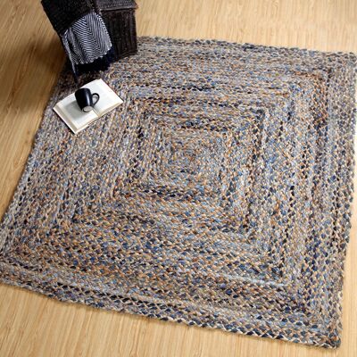 JEANNIE Square Blue Rug Ethical Source with Recycled Denim