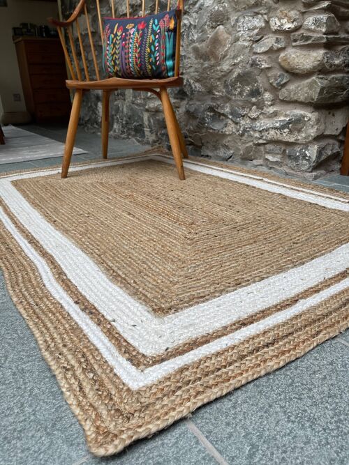 KHIDAKEE Rectangular Border Natural Rug Hand Woven Jute