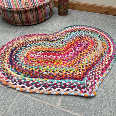 Tapis Prem Love Heart Tissu Recyclé Multicolore 60 cm x 90 cm