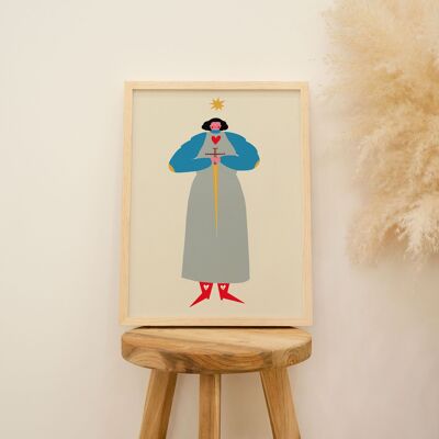 Impresión del arte del personaje de Juana de Arco | Arte de la pared del cuarto de niños | Folclórico | A5 A4 A3
