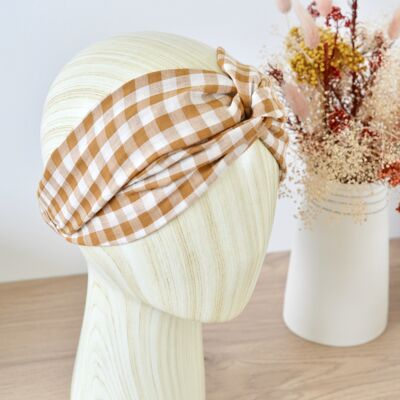 Gingham cotton gauze women's headband