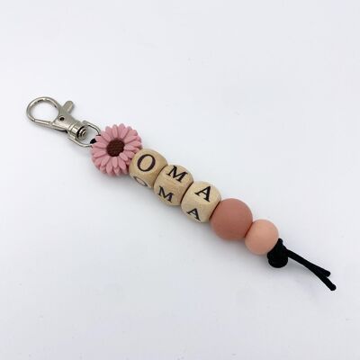 Schlüsselanhänger Oma Blume rosa