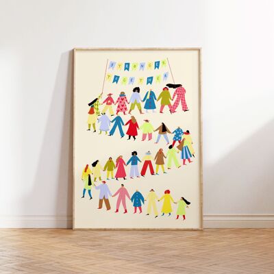 Gemeinsam stärker Kunstdruck | Kinderzimmer Wandkunst | Positivität | A5 A4 A3