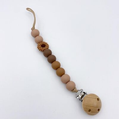 Pacifier clip flower brown