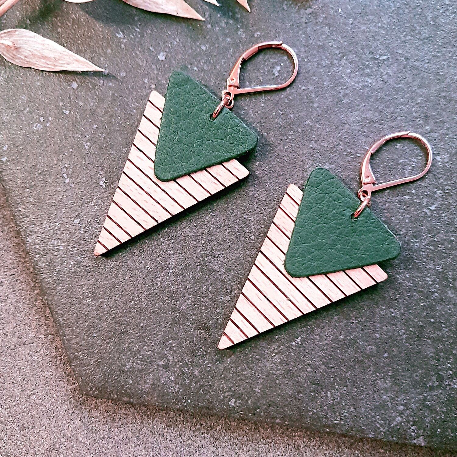 MARINIERE orecchini in legno Verdigris