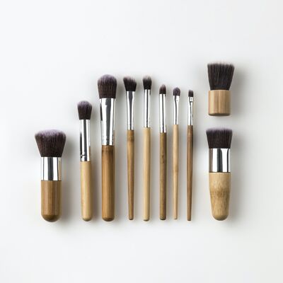 Make-up-Pinsel aus Bambus im 10er-Set