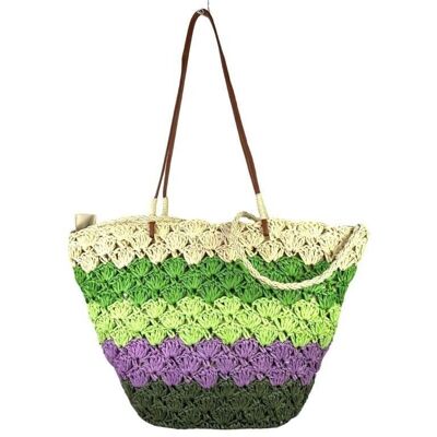 Large Multicolored Paper Bag for Women. Pool and Beach