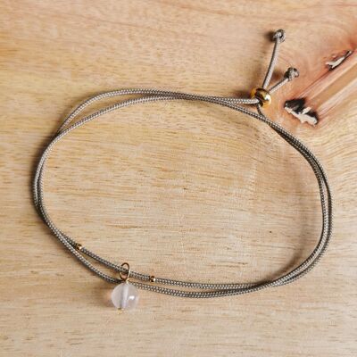 Sun day pink quartz beige cord bracelet