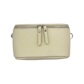 Sac ceinture en cuir grainé avec fermetures éclair pour femme - été 17