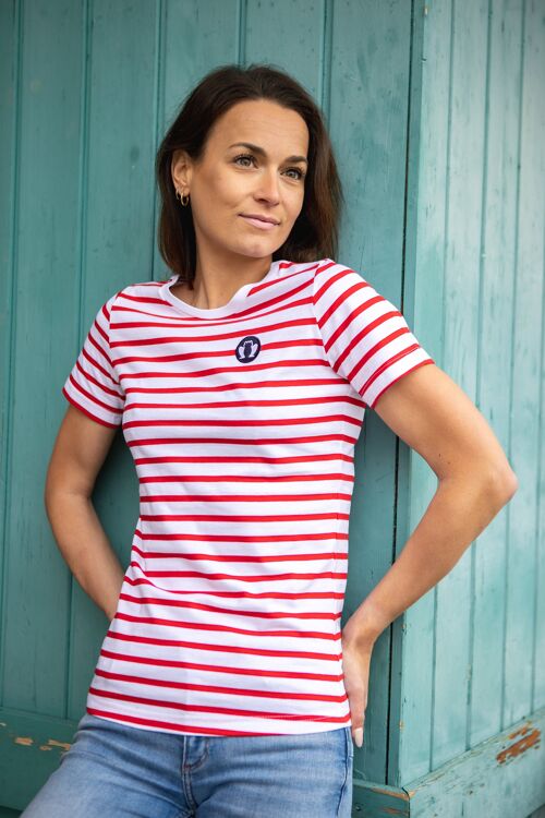 Le Marin - Tshirt femme coton bio rayé rouge
