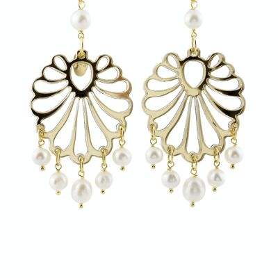 Colored Plexiglas jewels ideal for the summer. Women's Earrings Chandelier Shell Plexiglas Mirror Gold and Silk. Made in Italy