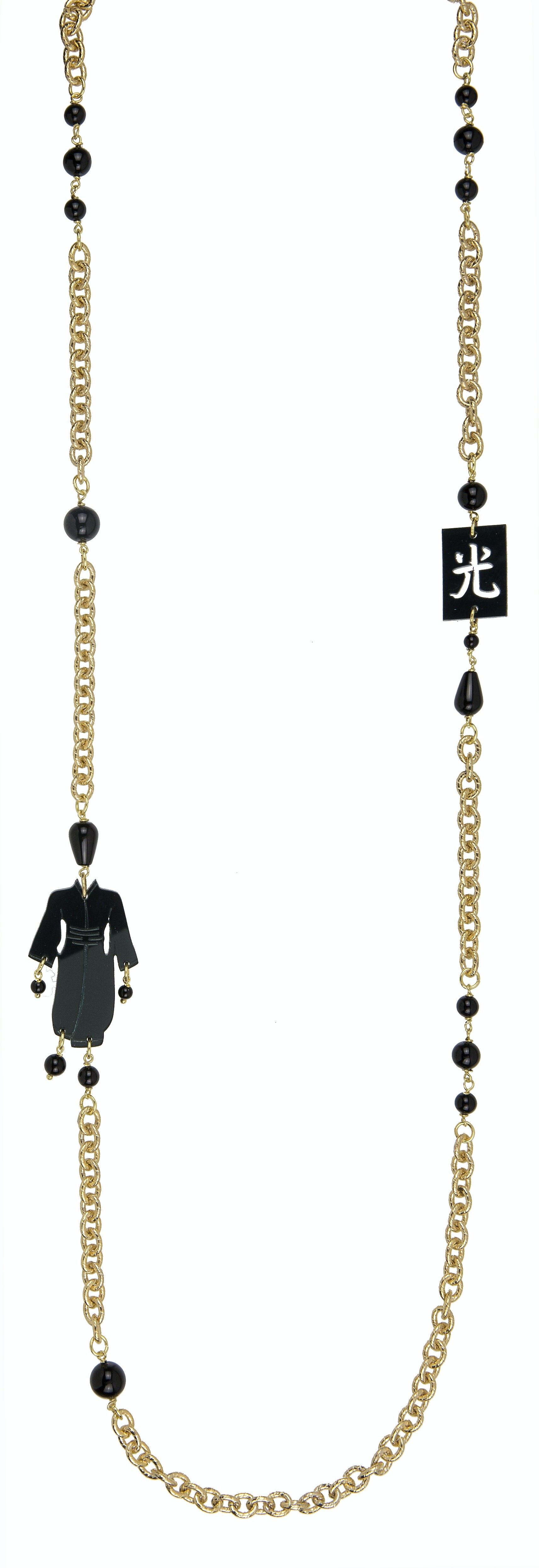 Bijoux en plexiglas coloré idéal pour l'été. Collier Kimono Femme Petit Miroir Gris Plexiglas et Soie. Fabriqué en Italie