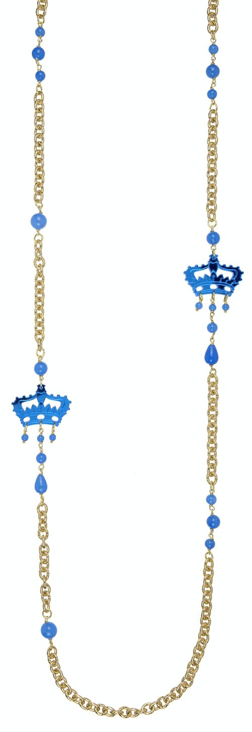 Gioielli in plexiglas colorato ideali per l'estate. Collana Donna Kaguya Corona Plexiglas Specchio Azzurro e Seta. Made in Italy