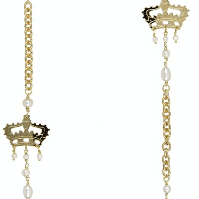Farbiger Plexiglasschmuck ideal für den Sommer. Kaguya Damen Halskette Krone Plexiglas Spiegel Gold und Seide. Hergestellt in Italien