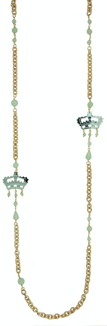 Bijoux en plexiglas coloré idéal pour l'été. Collier Femme Kaguya Couronne Jade Vert Miroir Plexiglas et Soie. Fabriqué en Italie