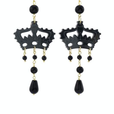 Colored Plexiglas jewels ideal for the summer. Kaguya Women's Earrings Crown Plexiglas Gray Mirror and Silk. Made in Italy