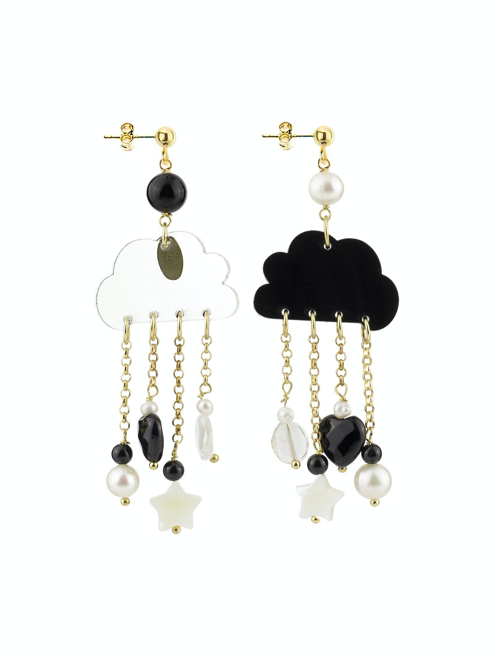 Eleganter Schmuck perfekt für jeden Anlass. Kaguya Cloud Damenohrringe Schwarzes und transparentes Plexiglas. Hergestellt in Italien