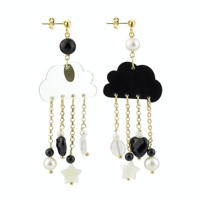 Elegant jewelry perfect for any occasion. Kaguya Cloud Women's Earrings Black and Transparent Plexiglas. Made in Italy