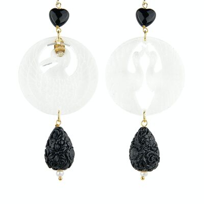 Elegant jewelry perfect for any occasion. Kamon Gru Women's Earrings Transparent Plexiglas and Black Stones Made in Italy