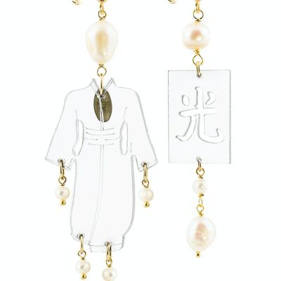 Eleganter Schmuck perfekt für jeden Anlass. Damenohrringe Kimono Small Transparentes Plexiglas und Perlensteine Made in Italy